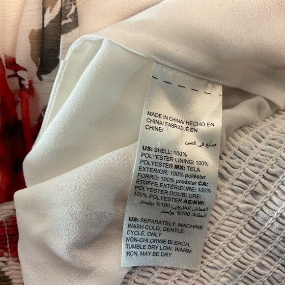 White House Black Market Rose Floral Sheer Blouse Top Lined Cami Ruched Waist - Picture 8 of 8